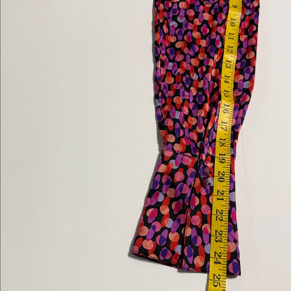 I.E. Colorful 100% Silk Blouse with colorful dotted long sleeve button down EUC - Picture 13 of 13